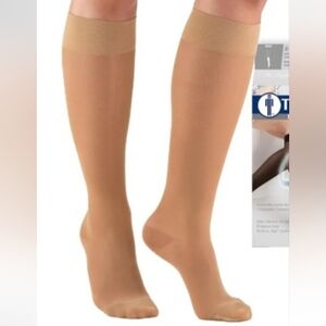 Women's compression knee high's, 20-30mmHg,beige,sz L truform/trusheer,New pair